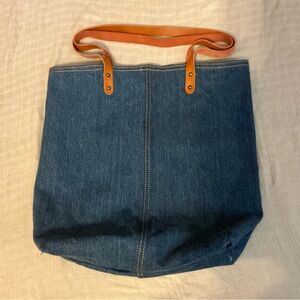 Gap, Denim Tote Bag with Leather Straps